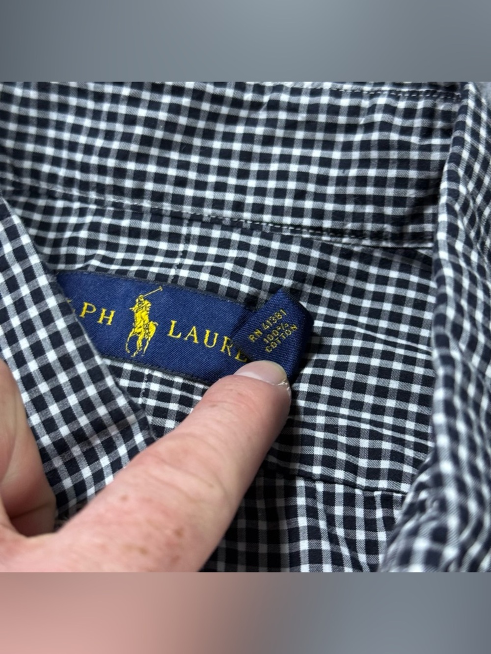 Polo Ralph Lauren Shirt Black White Gingham Long Sleeve Button Down Mens Size M - Picture 6 of 9